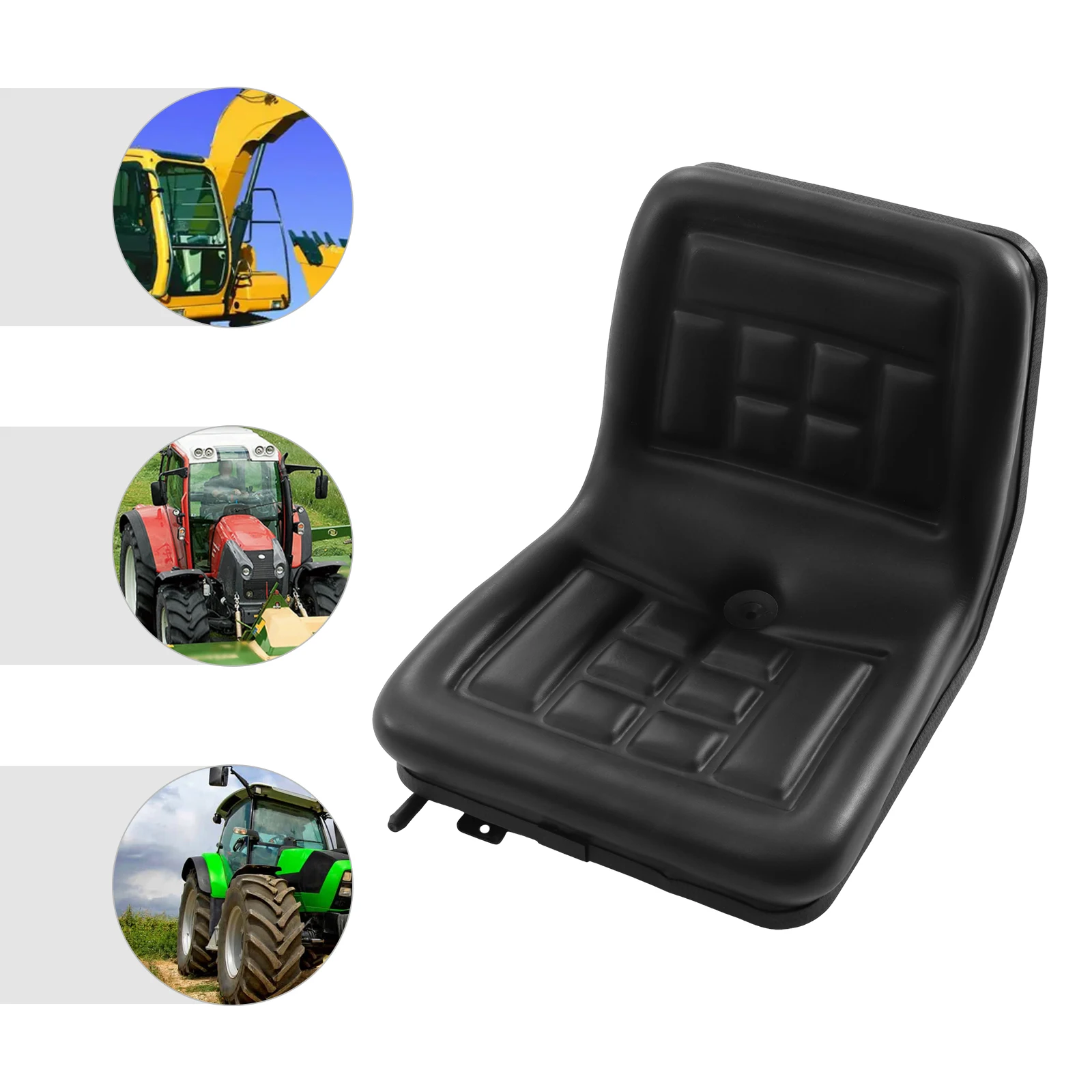 

Черное сиденье для сельскохозяйственного трактора, крепление с несколькими отверстиями (4,72-11,42 дюйма), усиленная рама, эргономичная противоскользящая система для трактора/экскаватора