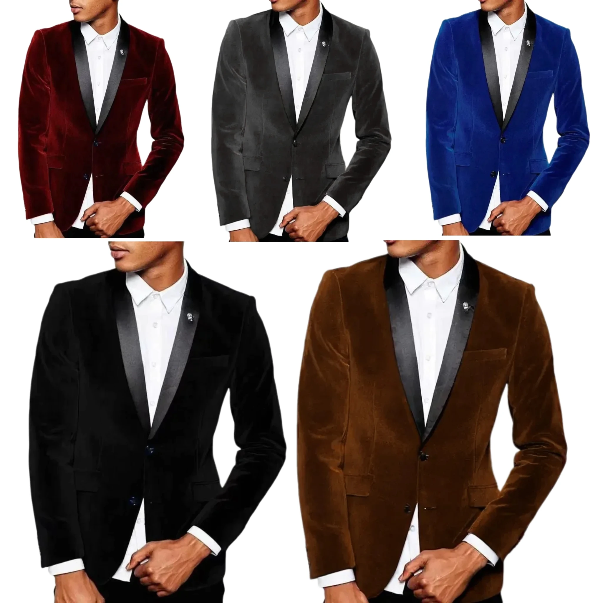 Blazer Elegant Men's Suits，Velveteen blazer，One Button，Lapel collar，formal jacket with peak lapel for celebrities