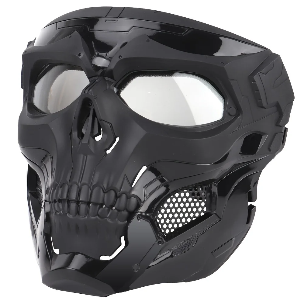Skull-Themed Motorcycle Mask with Bike Goggles - Durable Plastic, Drawstring Closure for Off-Road Riding & Outdoor Sports