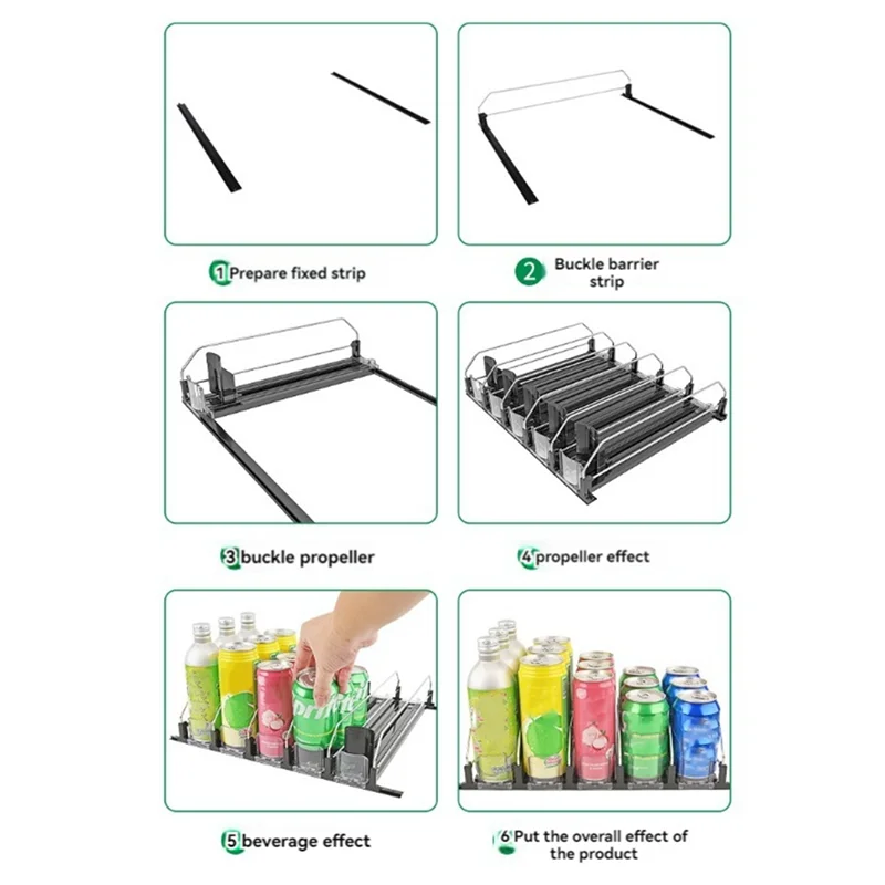 【مشعبية】منظم المشروبات للثلاجة، موزع منظم علب الصودا للثلاجة مع موزع مشروبات انزلاقي أوتوماتيكي