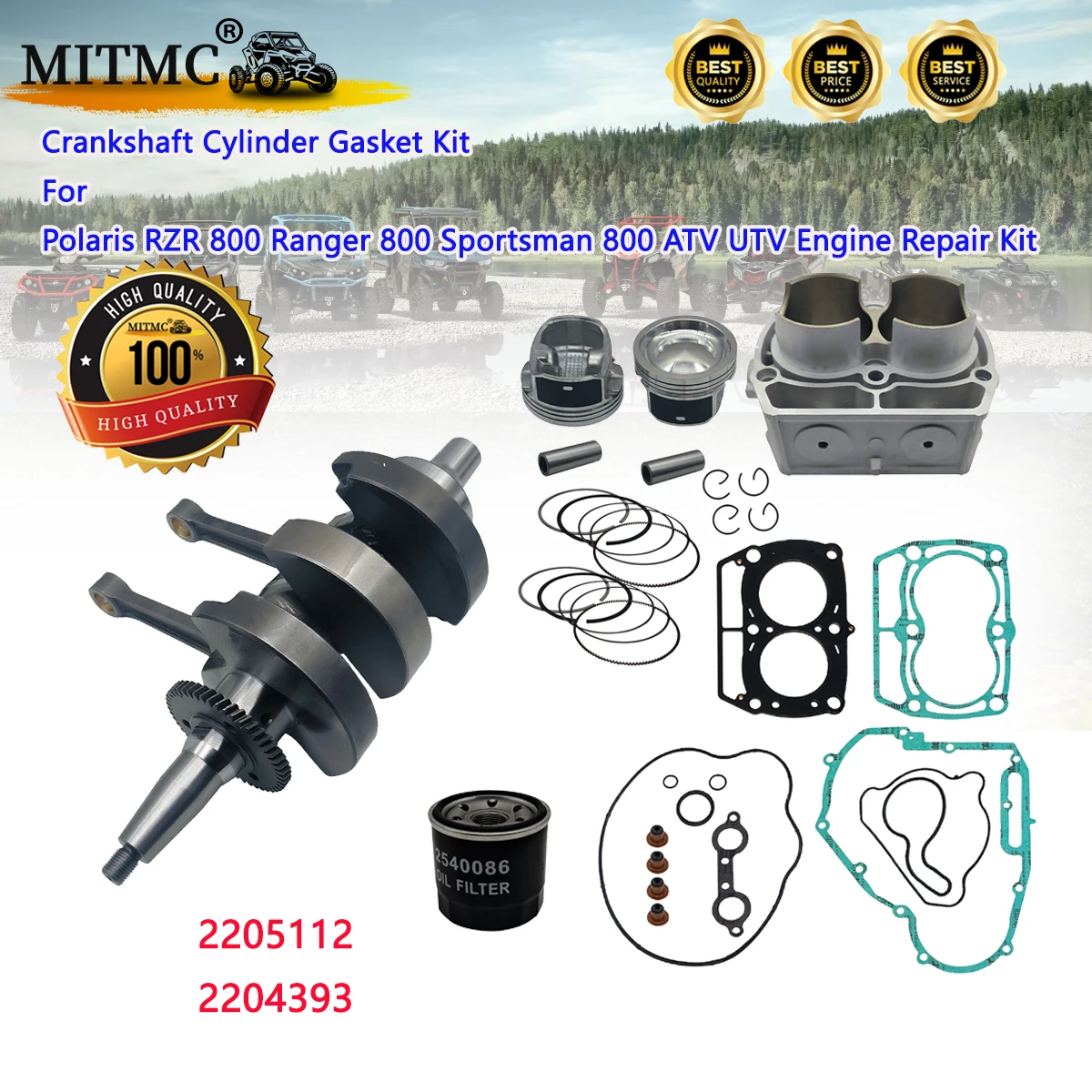 

Crankshaft Cylinder Gasket Kit For Polaris RZR 800 Ranger 800 Sportsman 800 ATV UTV Engine Repair Kit 2205112 2204393