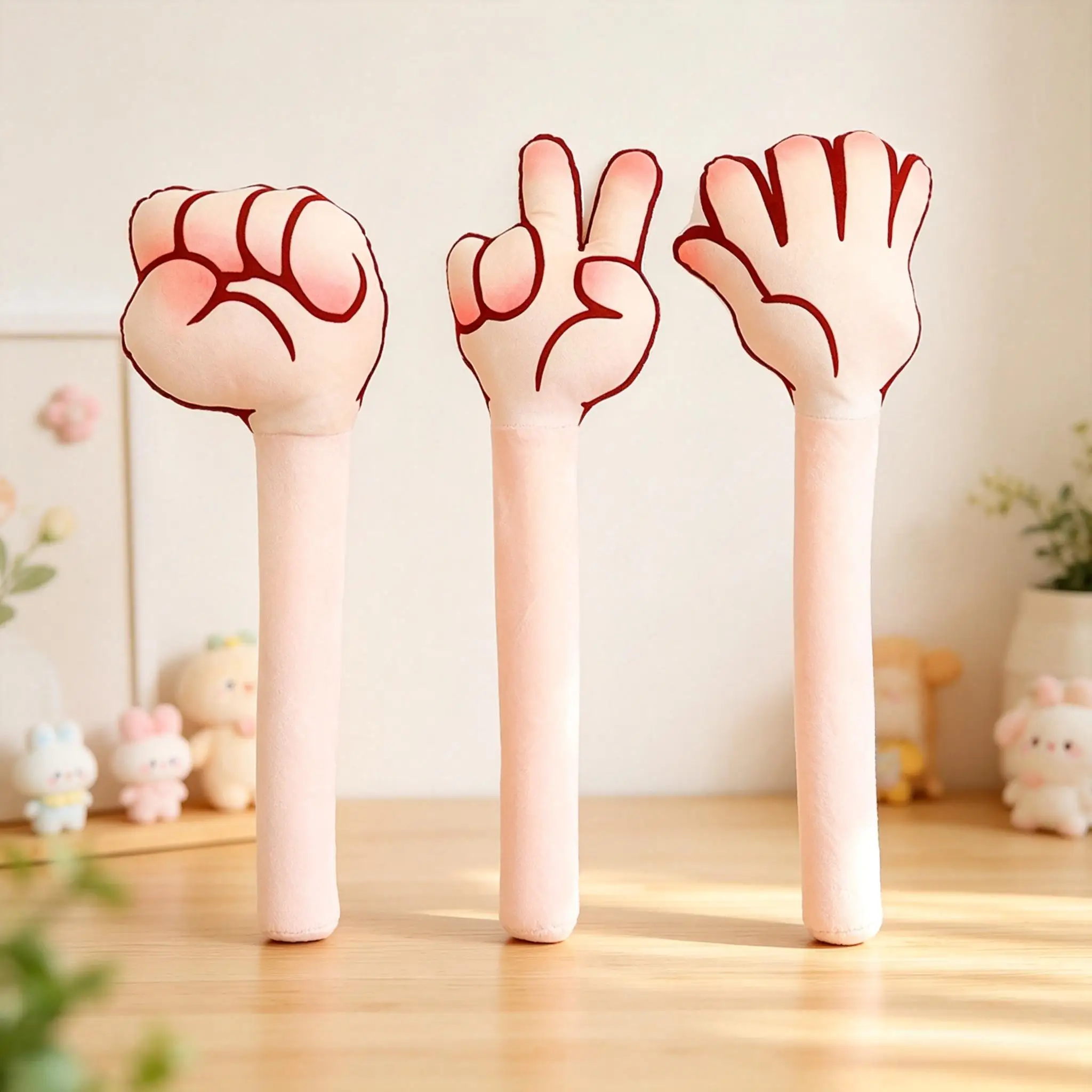43cm Cute Cartoon Rock Paper Scissors Plush Toy Soft Stuffed Simulation Game Companion Interactive Doll Decor Birthday Gift Kids