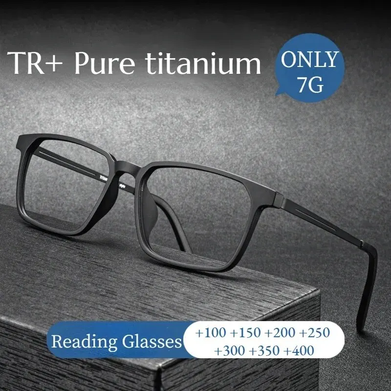 Lunettes de lecture à monture en titane de haute qualité pour femmes et hommes, Anti-lumière bleue, presbytie, avec dioptrie + 1.0 à + 4.0