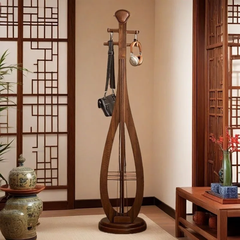 New Chinese Pipa coat rack Hanging hanger Solid wood tenon and mortise structure Modern Zen Chinese bedroom villa furniture