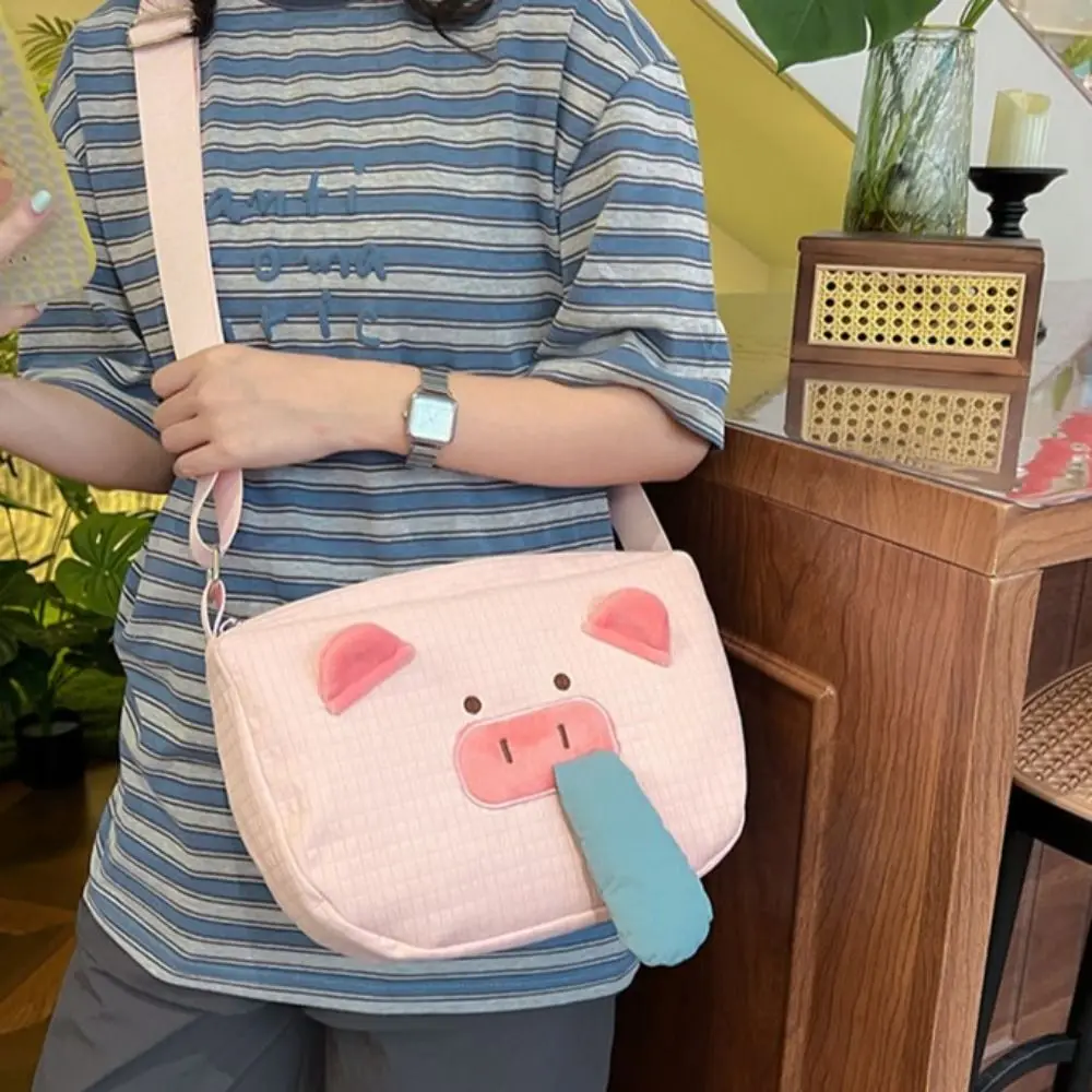 Saco crossbody com urso cenoura Pink Piggy Eyes, Saco chique do estilinete para a viagem, Bolsa de ombro para viagens, Sling Bag, Sling Bag, Pink