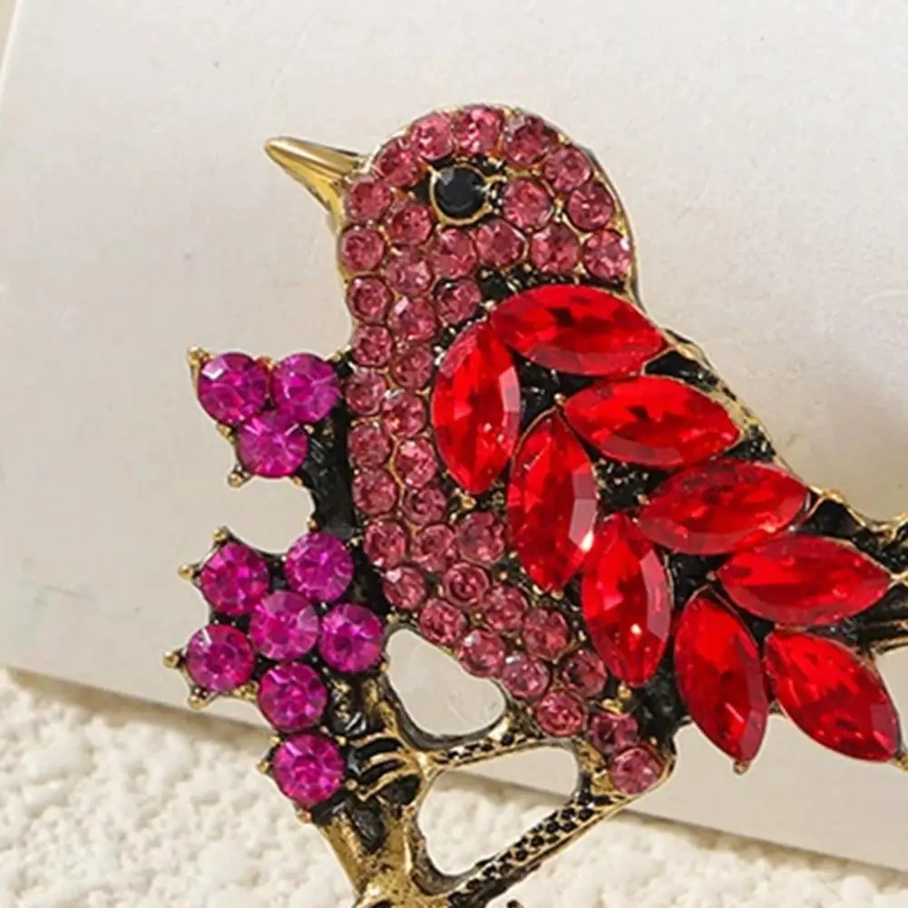 Bird Shape Brooch Sparkling Faux Crystals Magpies Lapel Pin Retro Bird Scarf Brooch Wedding Jewelry Gift