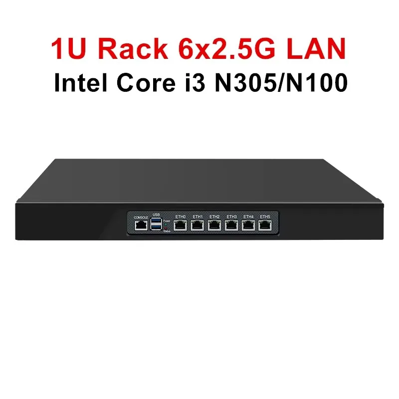 

Topton 1U Rack Chassis Firewall Router Intel i3 N305 N100 6 x i226-V 2.5GbE LAN Cabinet Mini PC Gateway DDR5 MSATA GPIO SIM Slot