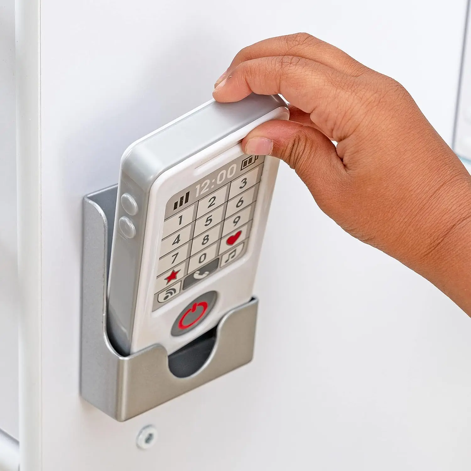 Uptown White Wooden Play Kitchen with Play Phone, Chalkboard & Towel Rack, Gift for Ages 3+