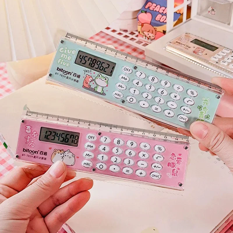 Korean Personality Creative Cute Dual-purpose Folding Band Computer Ruler 15cm  Small Business Supplies  Mini Calculator