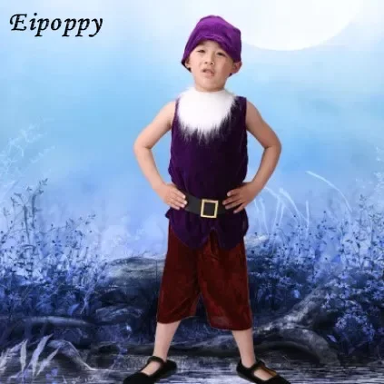 زي الأقزام السبعة للأطفال ، أزياء الهالوين ، كرنفال تأثيري ، ملابس عيد الميلاد الأداء ، أداء الأطفال