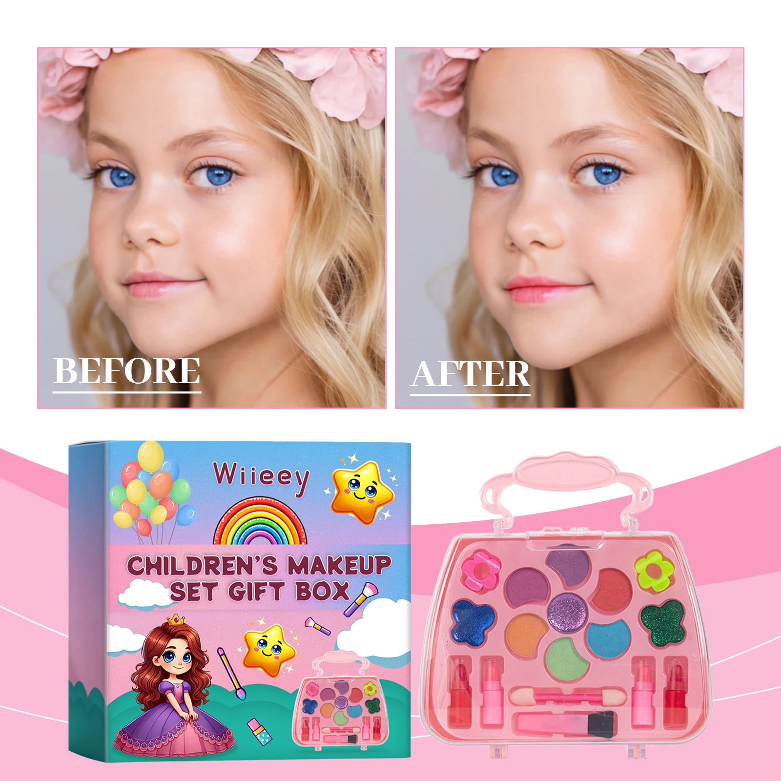 Children's Makeup Gift Box Safe Non-toxic Princess Makeup Girl Toy Set Girl Makeup Lipstick Eyeshadow Makeup Set Christmas Gift