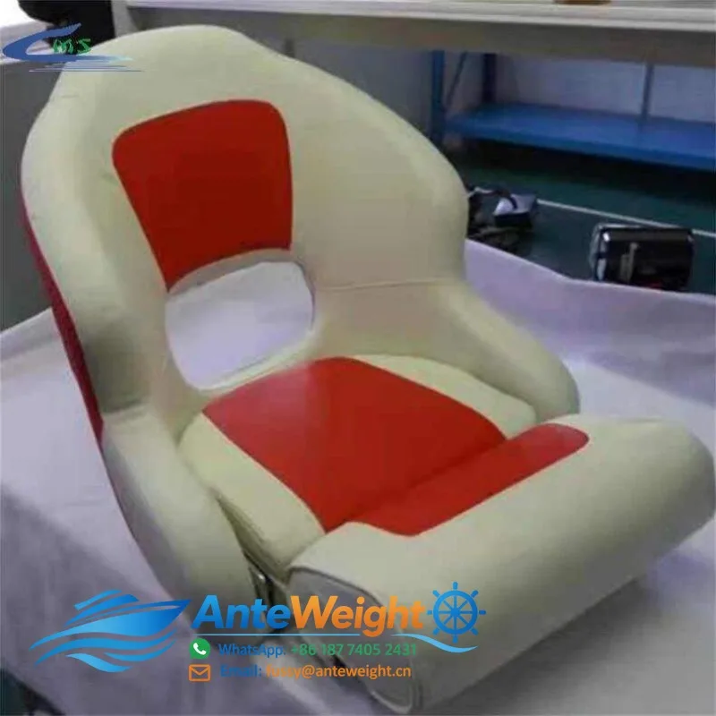 Foldable Boat Seat, Aluminum and Fiberglass Padded Fishing Chair with Backrest for Pontoon Yacht Bass Boat