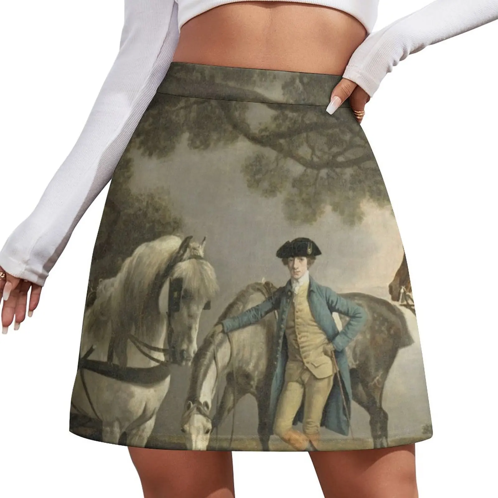 Horses with their master by George Stubbs Mini Skirt skirt set night club outfits women clothes Mini Skirt