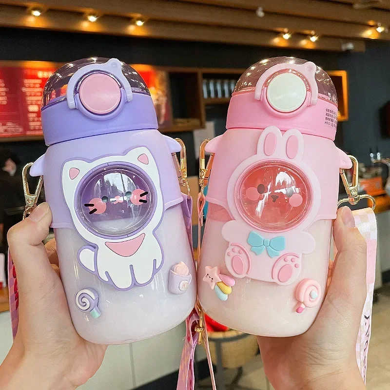 

700ml Kids Water Bottle With Straw for School Cute Cartoon Leak Proof Mug Portable Cup Outdoor Travel Drinking Tumbler