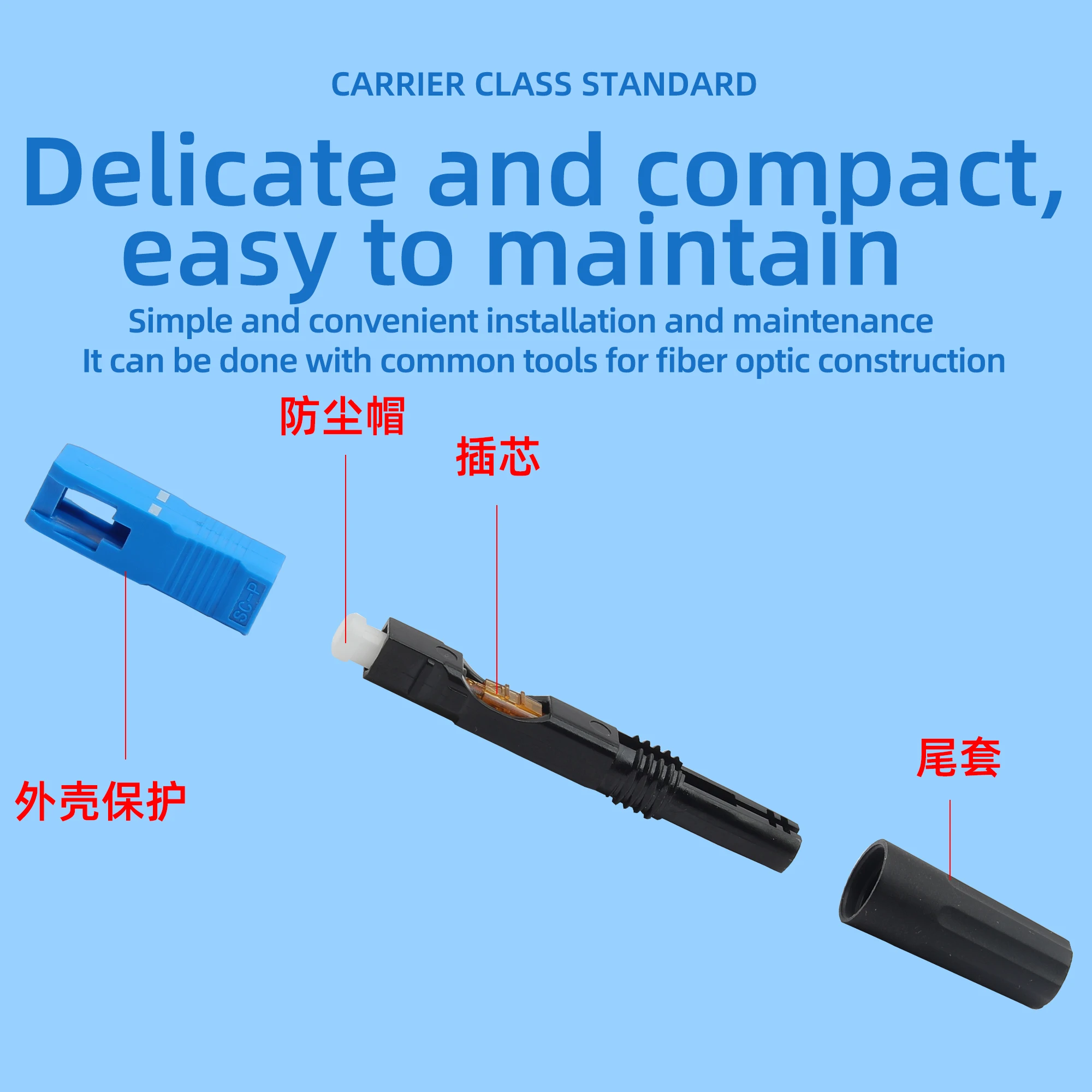 KELUSHI FTTH SC ไฟเบอร์ออปติก Quick Connector UPC ฝังตัวไฟเบอร์ออปติคอล Fast Connector โหมดเดี่ยว 10/100PCS