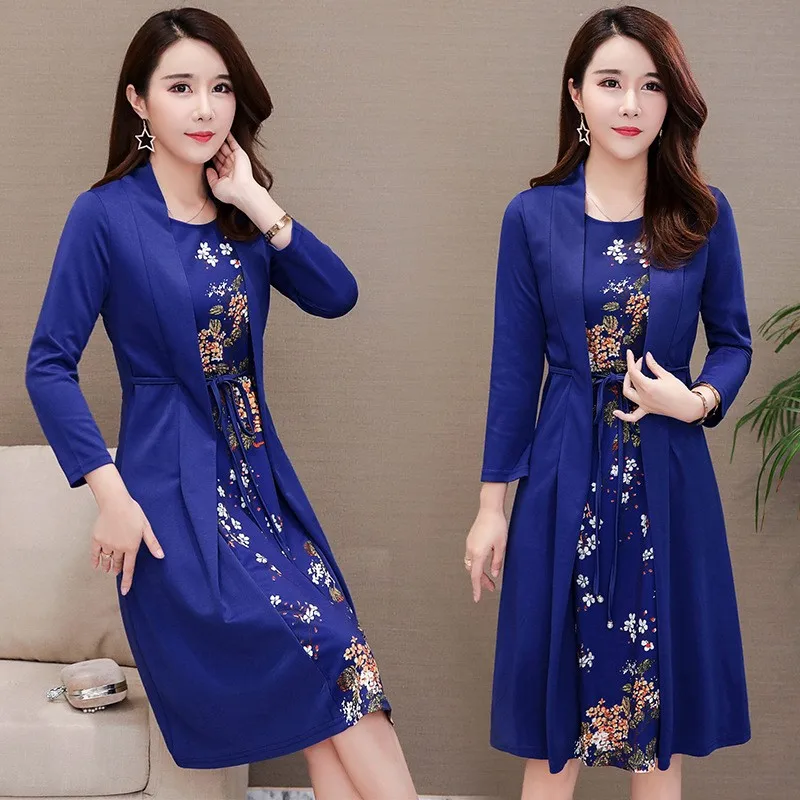 ชุดเดรสลำลองทรงเอไลน์สำหรับผู้หญิงไซส์ใหญ่ แขนยาว คอวี ช่วยพรางหุ่น กระชับเอว มีฟองน้ำเสริมที่ไหล่