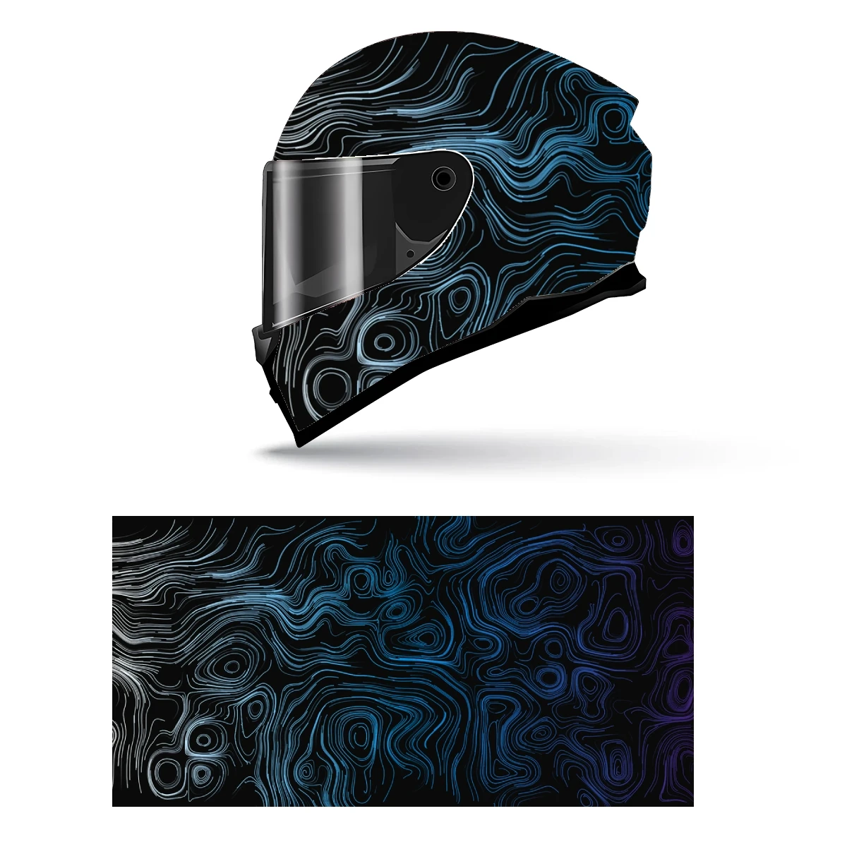 

Topographic Pattern Full Helmet Wrap Sticker Motorcycle Helmet Racing Graphic Decal Vinyl Wrap Helmet Decorative Sticker