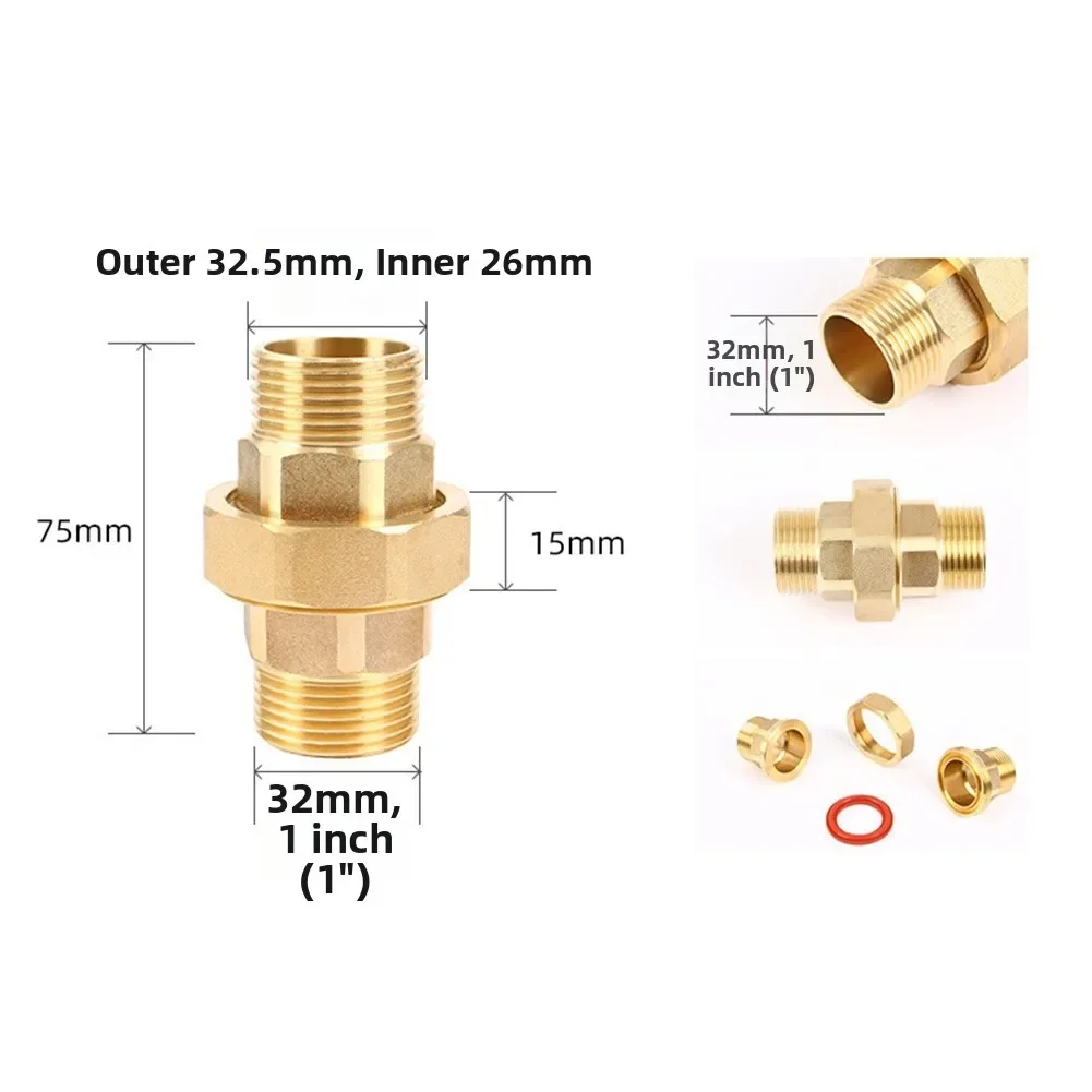2pcs 1/2 inch 3/4 inch 1 inch Brass Coupling Fittings for Water Drainage Systems High Pressure Resistance Material