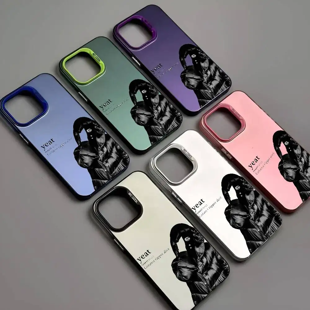 1 funda de teléfono Opium Yeat con láser IMD Color carcasa plateada para IPhone 17 16 15 14 13 12 11 Air Pro Max Plus