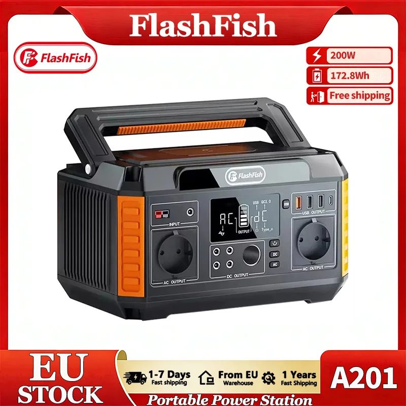 Estación de Energía Portátil FlashFish P60 de 560W, Generador Solar LiFePO4 de 520Wh/140400mAh, Tomas de Corriente CA de Onda Sinusoidal Pura de 220V, 11 Salidas