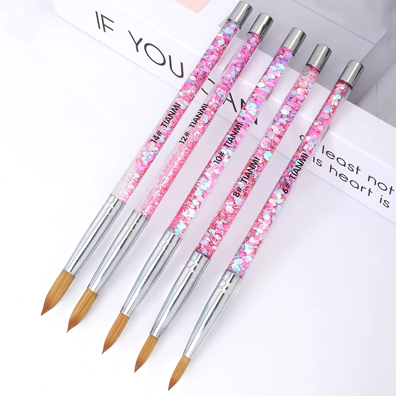 TIANMI 5pcs Acrylic Nail Brush Set Gel Nail Polish Builder Darwing Painting Nail Pens Home DIY Nail Tools Manicure Brush