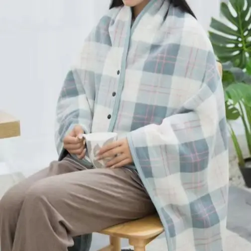 Lazy Casual Office Wearable Blanket Flannel Shawl Sweater Wrap Topper Comfort Wearable Blanket 1pc