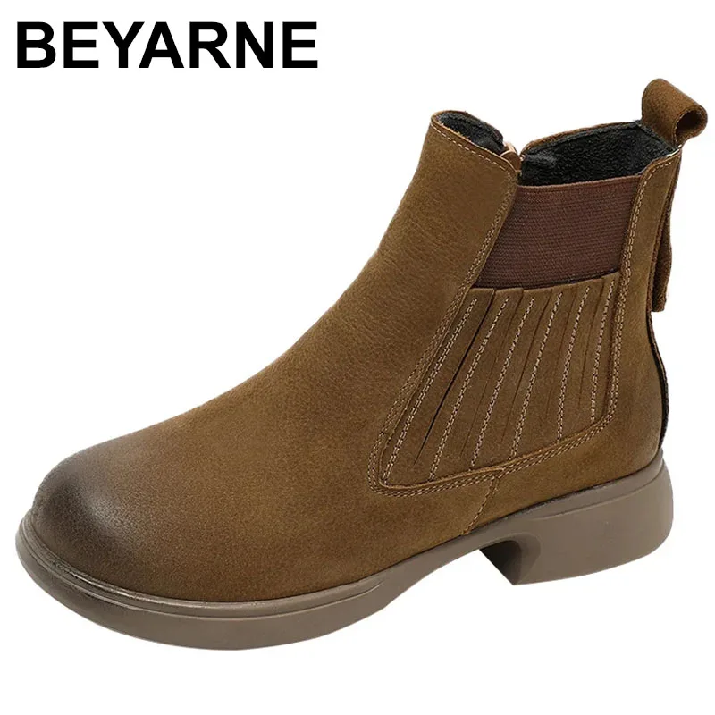 

2025 3 см ботильоны из коровьей замши из натуральной кожи, весенние осенние мокасины «Челси» на танкетке, дымоход, женская обувь