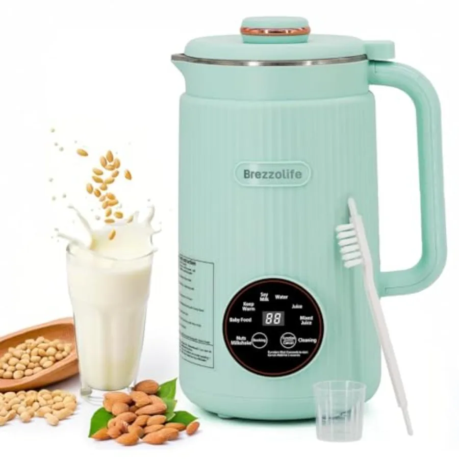 

Nut Milk Maker for home use, stainless steel, silver, 40oz large capacity with delay start and self-cleaning function