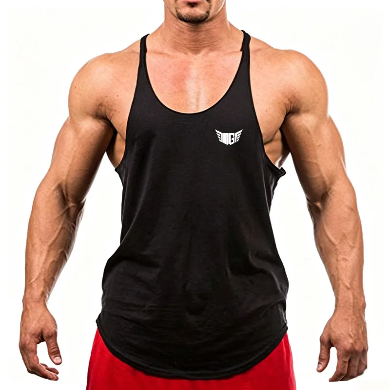 Gym Comfortable Vests Cotton Low Scoop Neck Y-Back Racerback Bodybuilding Muscle Workouts Fitness Summer Mens Tank Tops Clothing
