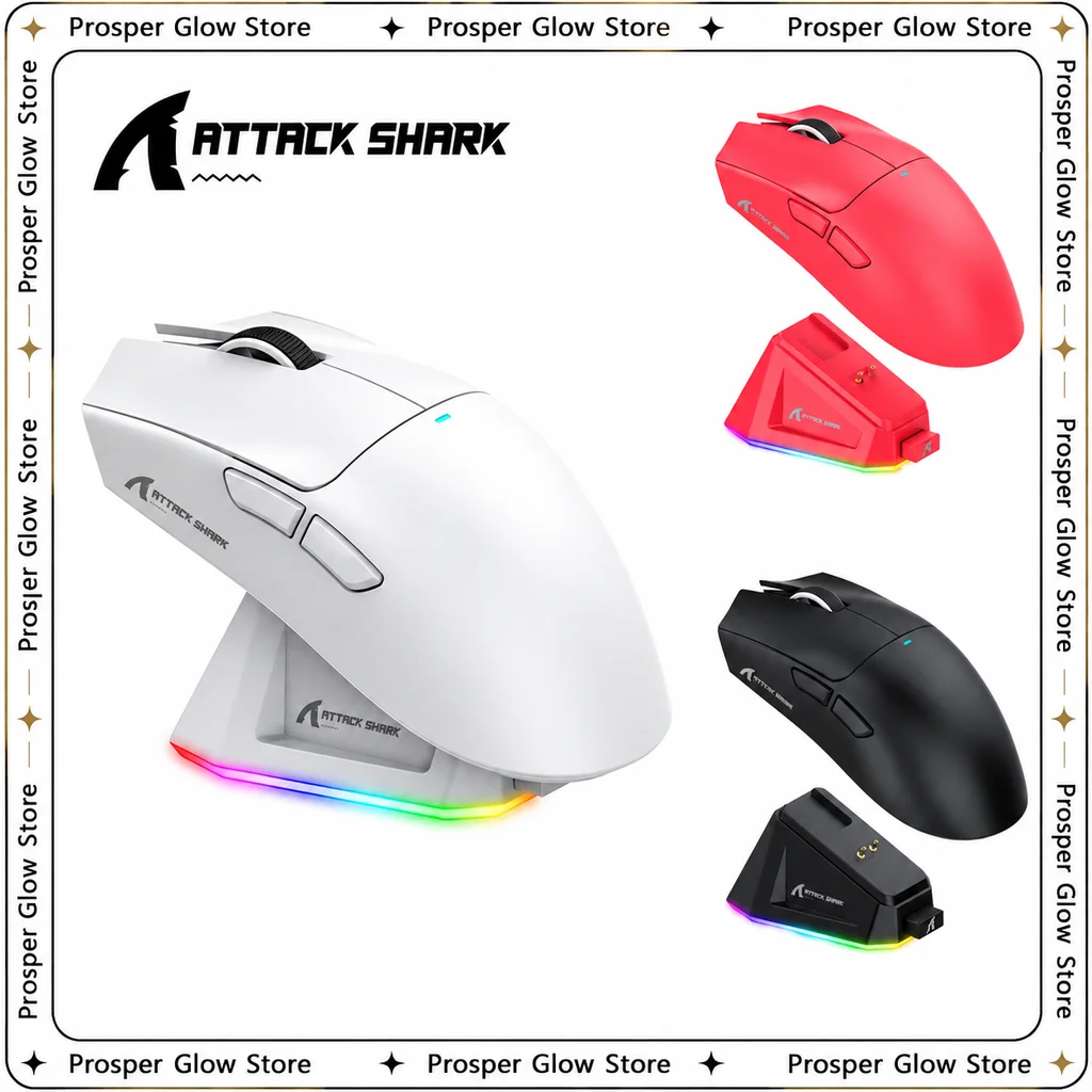 Attack Shark X11 PAW3311 Black Bluetooth Mouse Triple Mode Connectivity Touch Magnetic Charging Dock Ultra-Light Gaming Mouse