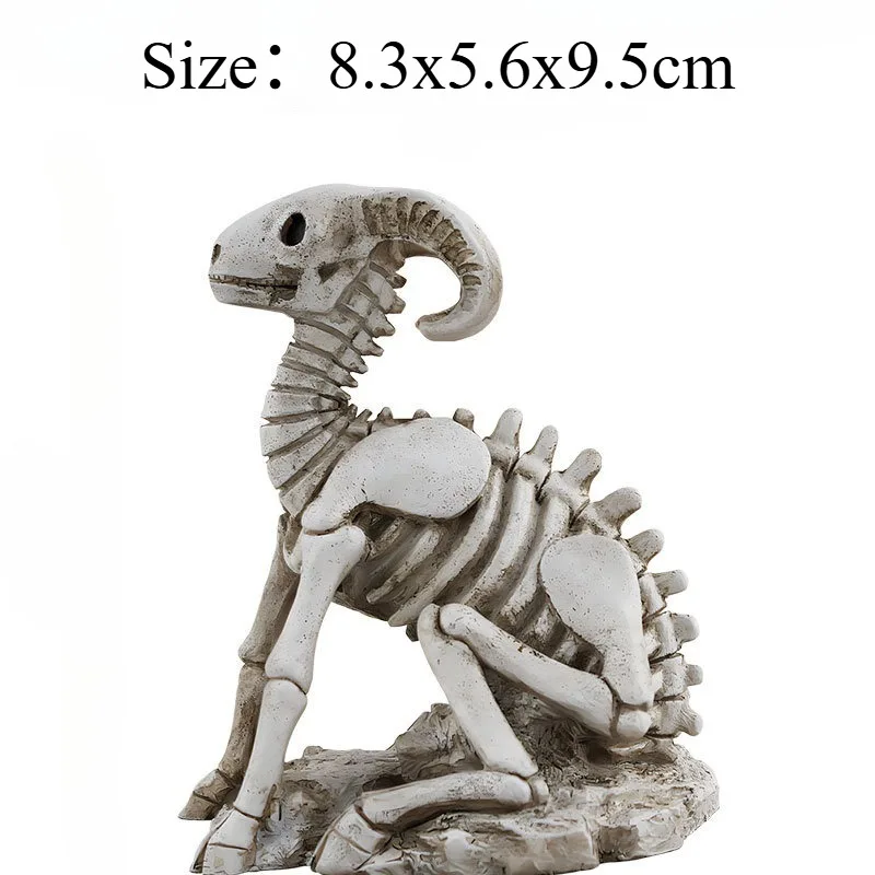 Halloween Skeleton Goat Miniatures Resin Ornament Creative Skull Bone Craft Desk Decor Indoor Festival Home Decoration Accessory