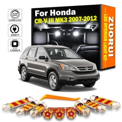 ZUORUI 12Pcs For Honda CRV CR-V III MK3 2007 2008 2009 2010 2011 2012 Vanity Mirror Trunk Lamp LED Interior Plate Light Bulb Kit