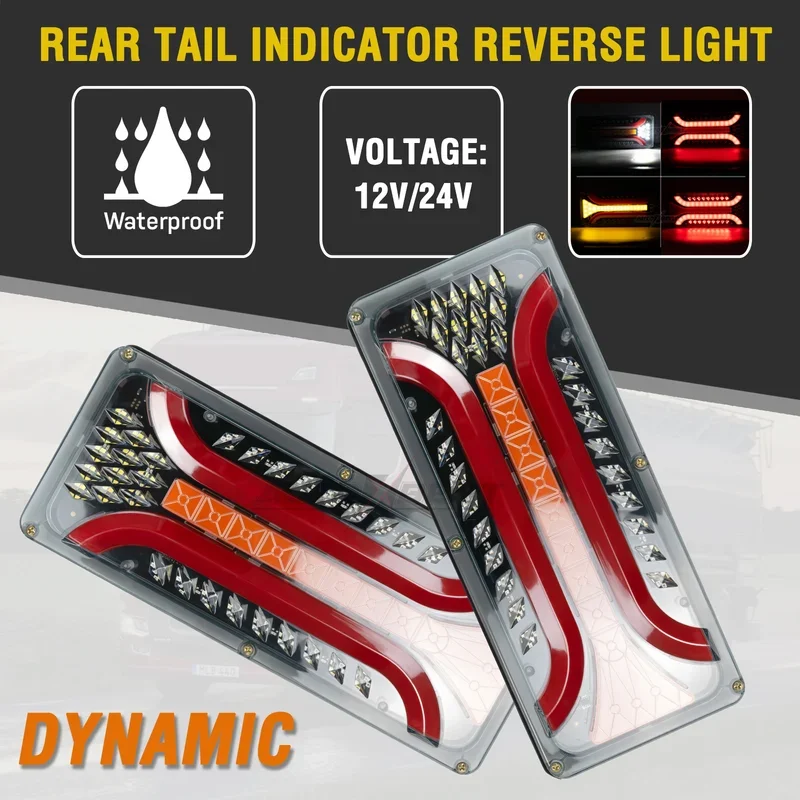 2x24V LED Car Truck Tail Lights Taillight Rear Brake Light Indicator Stop Signal Lamp Trailer Caravan Lorry Caravan Bus Boat RV