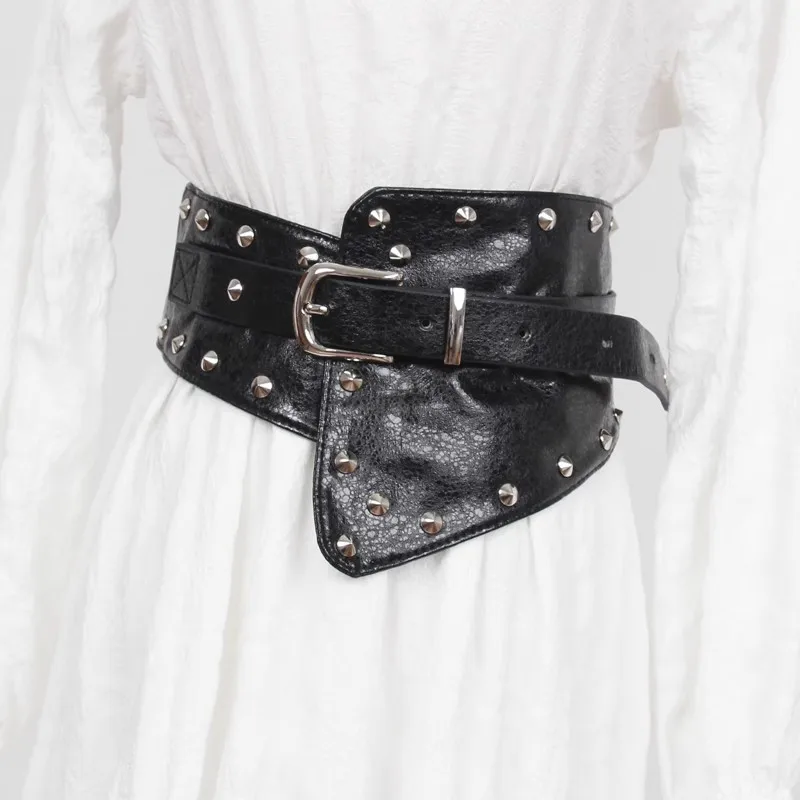 

Bohemian Vintage Rivet Corset Belt – Decorative Stretch Waistband with Irregular Buckle for Shirts & Dresses