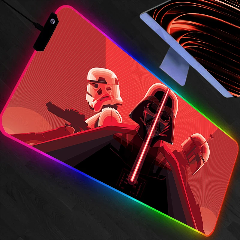 

LED Mouse Pad Star Wars Large Gamer XXL Keyboard RGB Desk Mouse Mat Carpet Backlight Gaming Notbook Mousepad animation