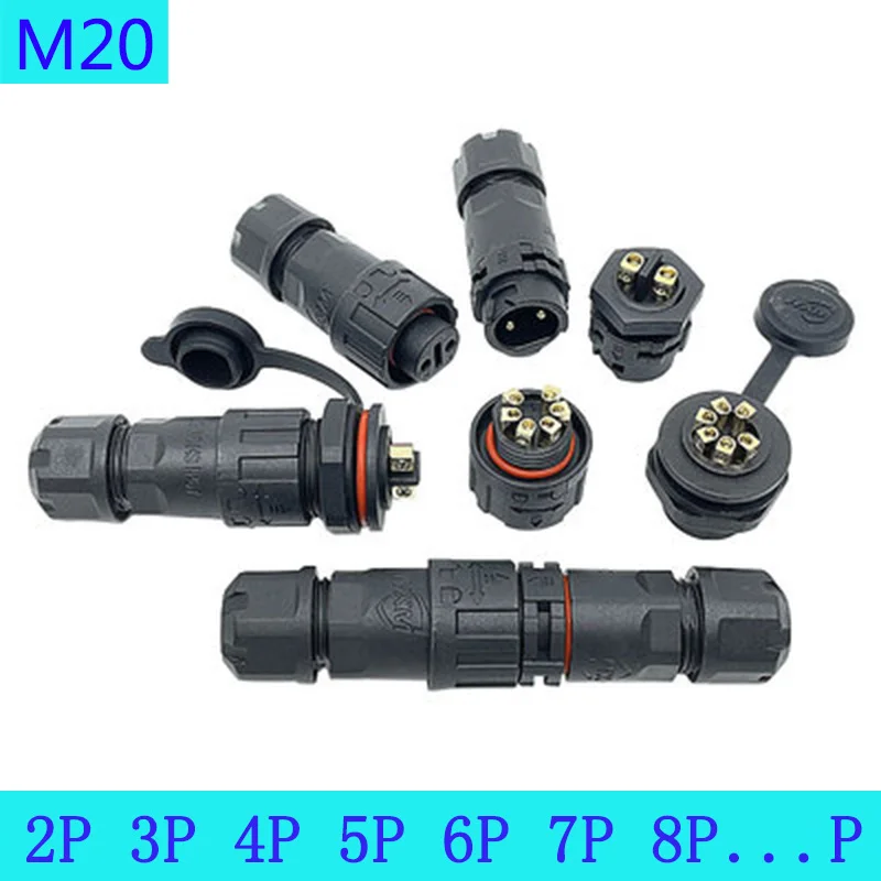 

M20 Waterproof Connector 2 3 4 5 6 Pin Solder-free Screw Wiring Push-pull Self-locking Aviation Plug Industrial Panel Socket