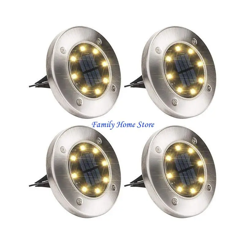 

P0UF 4 PCS Solar Underground Light LED Courtyard Garden Lawn Lamps Landscape Lamp Decorative In-Ground Lights Metal Material