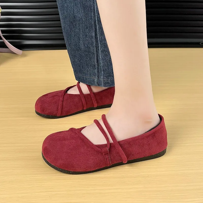 

Bailamos 2026 Spring New Brand Women Flats Round Toe Shallow Slip on Ladies Casual Ballet Shoes Soft Leather Eelgant Dress Shoes