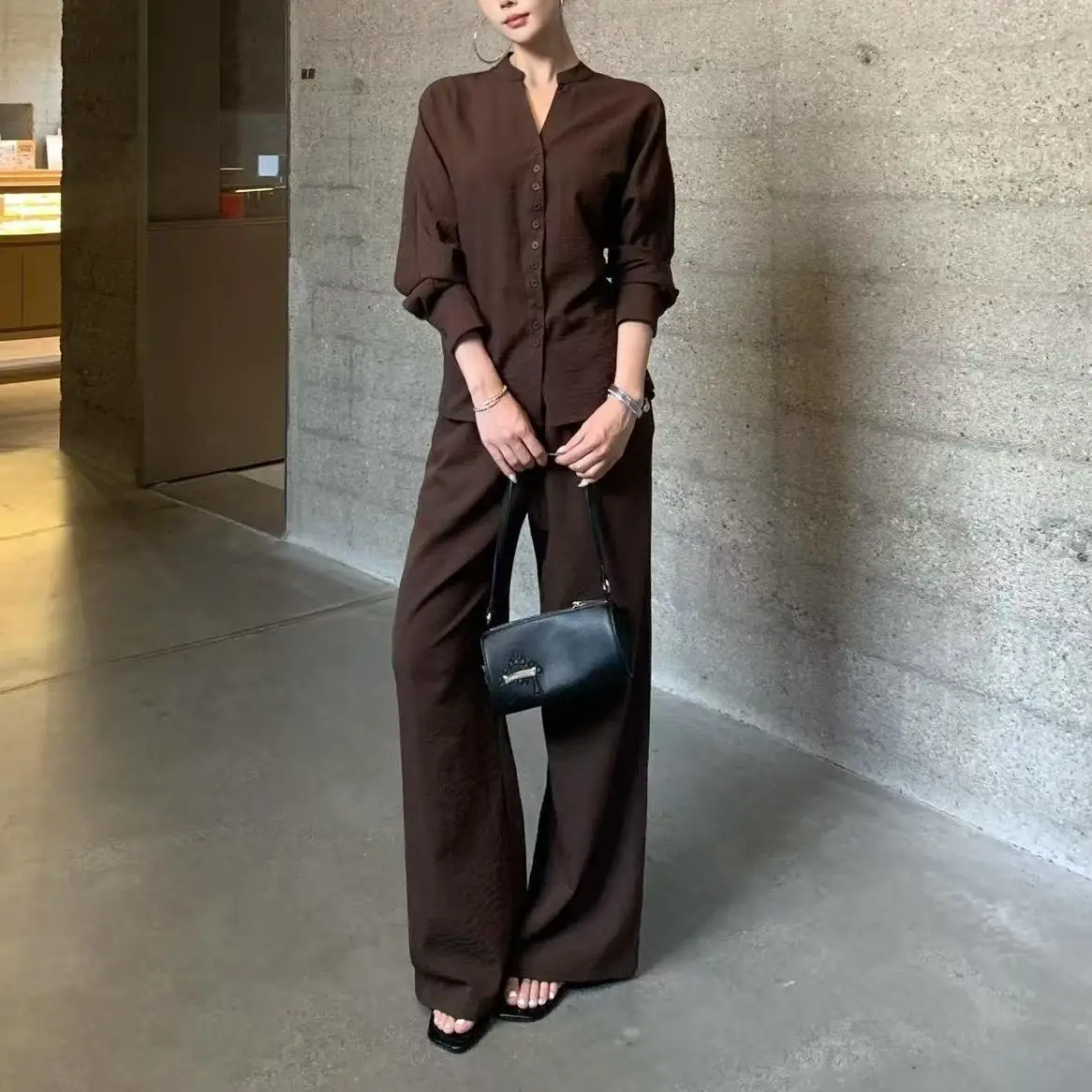 Fashion Women Outfits Spring Autumn Casual Lazy Wind Long Sleeve Thin Cardigan Blouse High Waist Straight Pants 2 Piece Sets