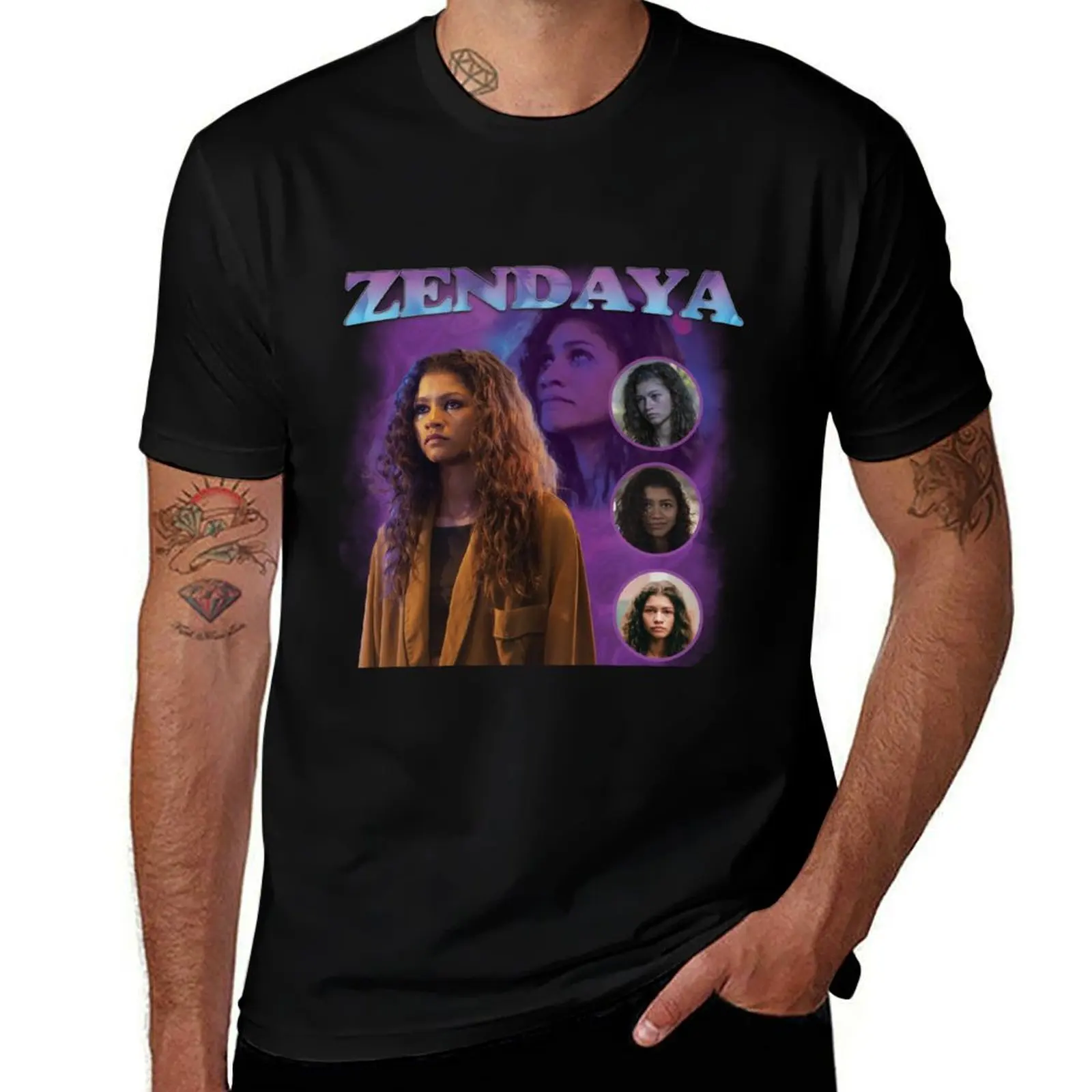 Zendaya Euphoria Rue Vintage 2 T-Shirt T-shirt minimaliste uni à col rond