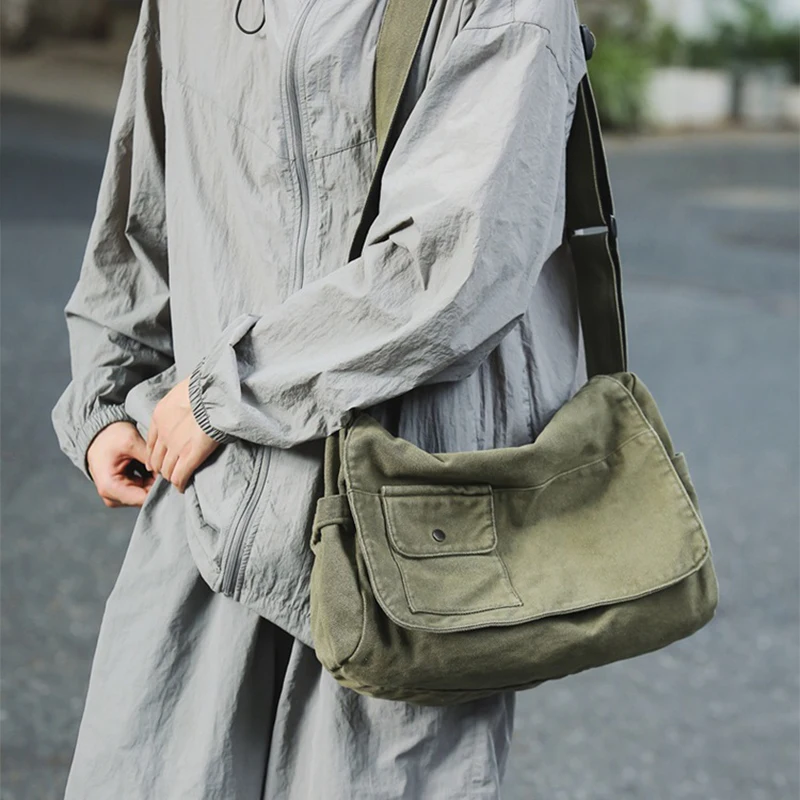 Japanese Messenger Bag Fashionable Simple Versatile Large-capacity Tote Bag Retro Canvas Messenger Bag Unisex Sports Travel Bag