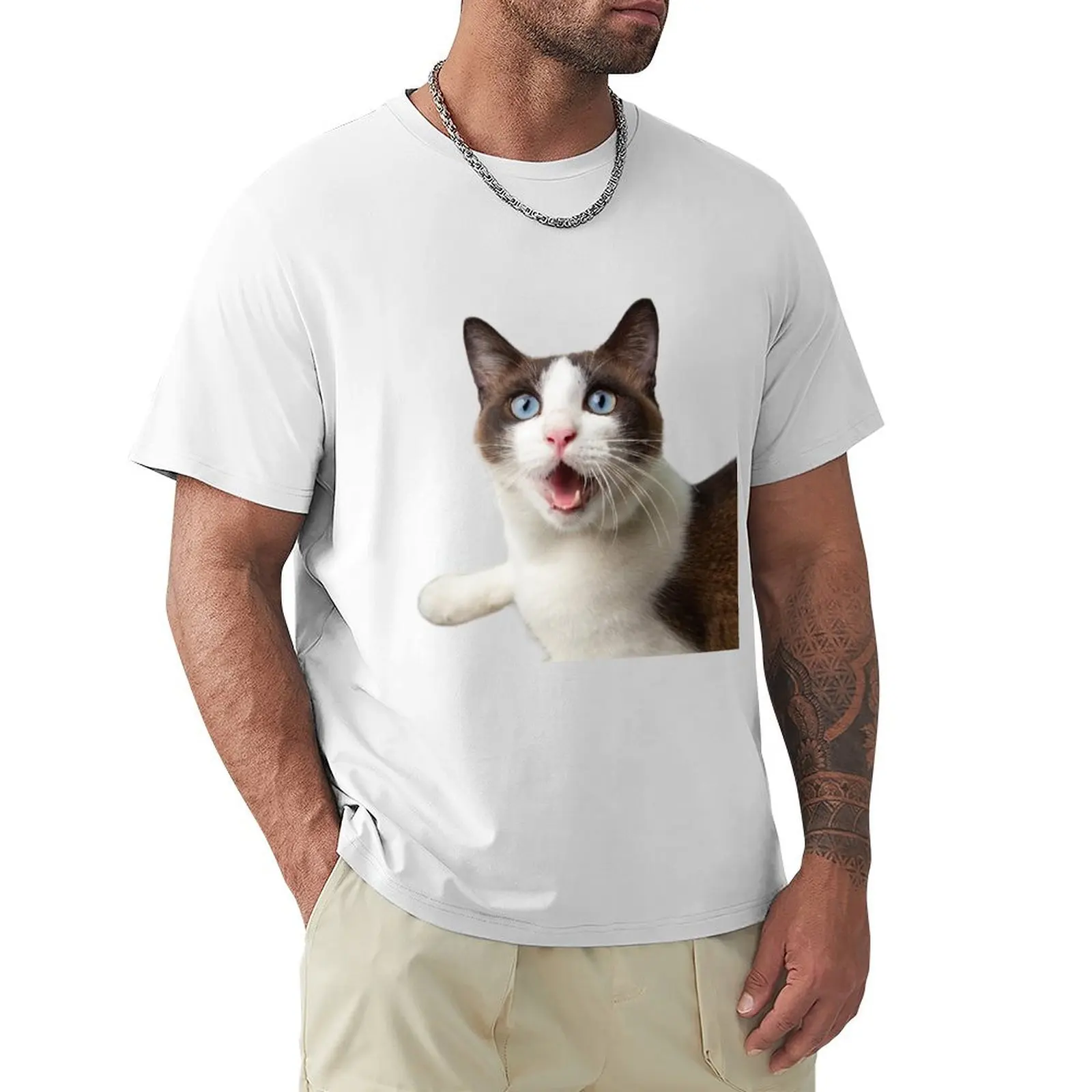 WOW Cat. Whimsical cat funny. T-Shirt anime customs design your own summer clothes customizeds mens cotton t shirts