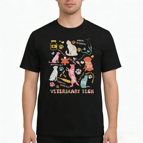 Vet Assistant Shirt Veterinary Technician Tee Animal Doctor T-Shirt Vet Tech Appreciation Shirt Men Women Cotton Short Sleeve