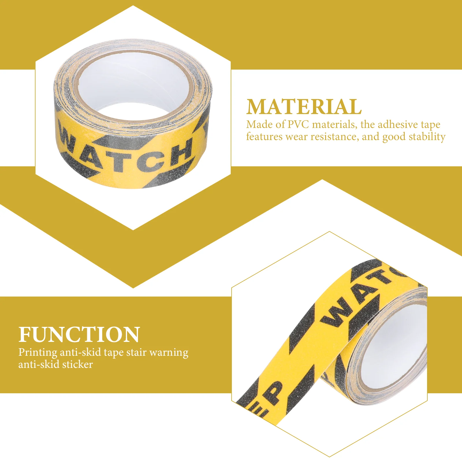 2 rotoli di nastro biadesivo per scale, adesivo di avvertimento antiscivolo, guarda il tuo passo, decalcomanie per il pavimento, cartello per guinzagli