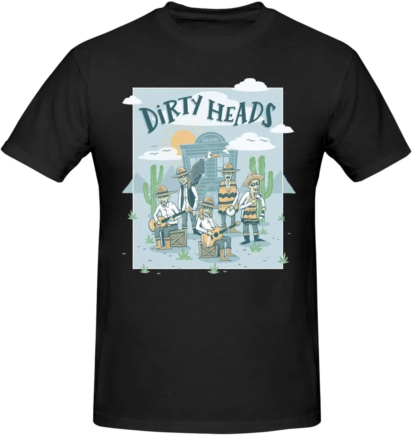 

Dirty Music Heads T-Shirts Men's Summer Cotton Casual Crew Neck Short Sleeve Shirt Unisex Tees Black Graphic T Shirts Top