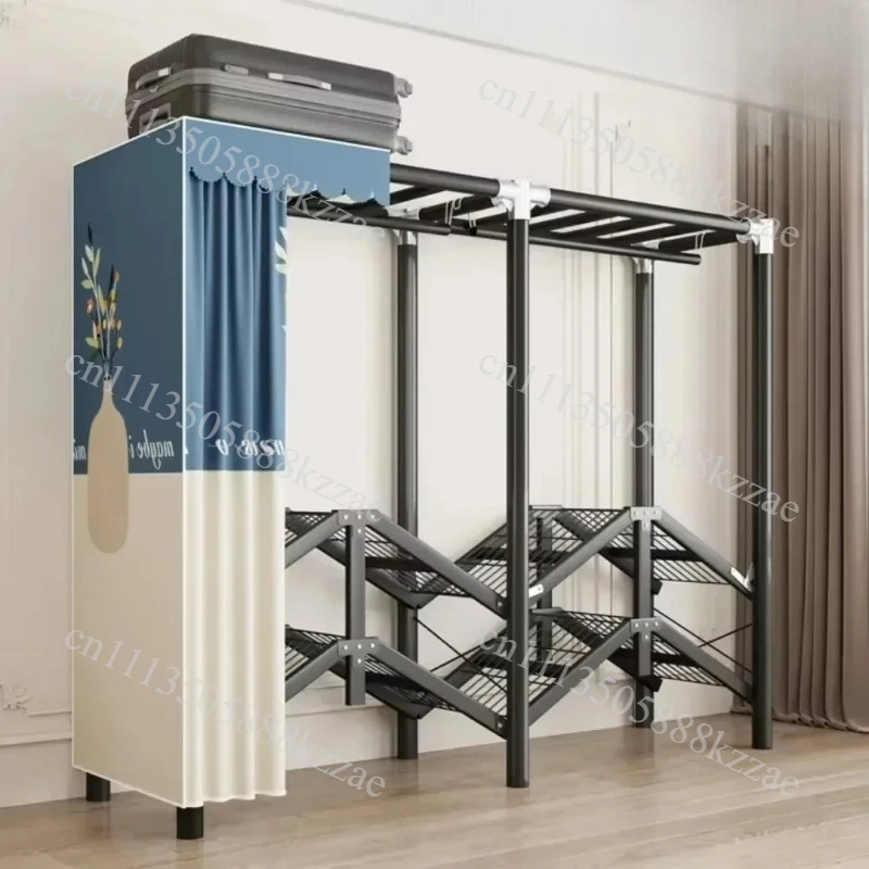Installation-Free Wardrobe Simple Bedroom Folding Clothing Organizer Storage Cabinet Dustproof Integrated Metal Foldable Closet