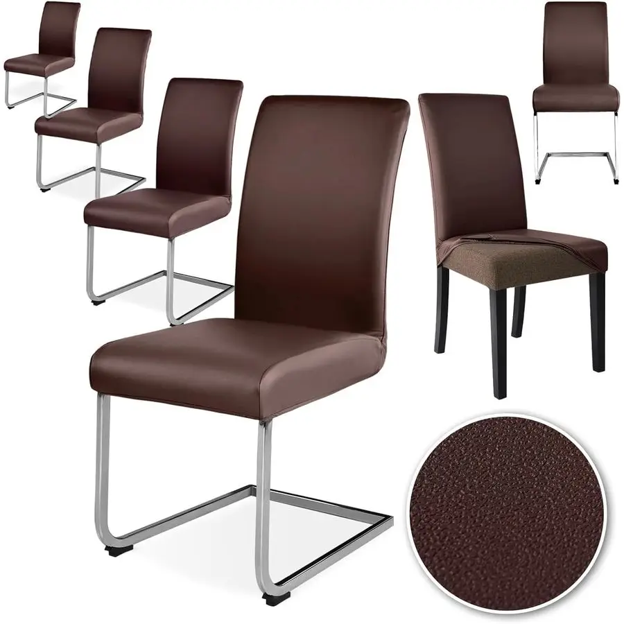 

Комплект из 4-6 чехлов для стульев из искусственной кожи, универсальные эластичные чехлы для стульев, водонепроницаемые, для стульев в столовую, моющиеся.