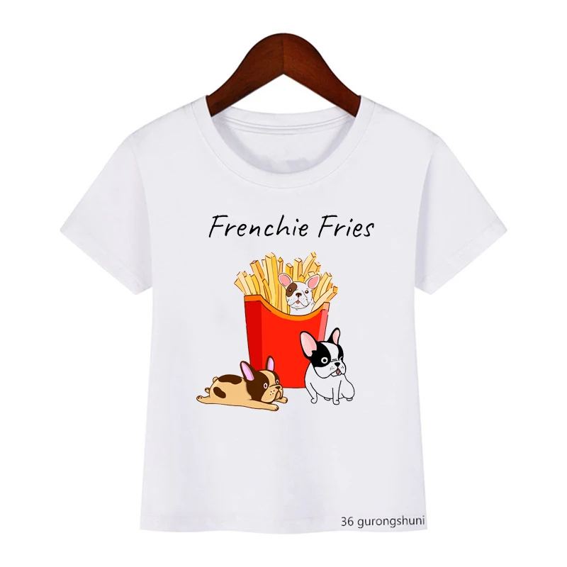 

2022New Hot Sale Boys t-shirt Funny Frenchie Fries Dog Lovers tshirt Cute Cartoon Printed Kids tshirt Summer Casual Boys Clothes