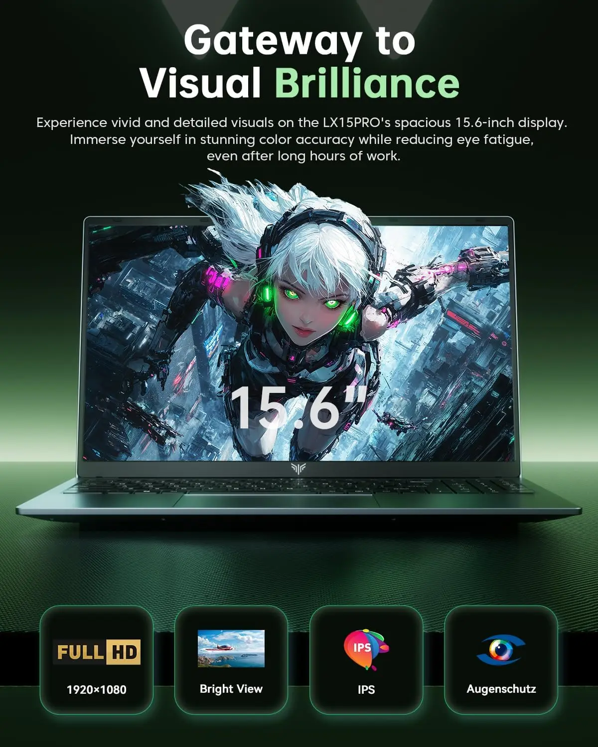 Ordinateur portable professionnel 16 pouces Ryzen7 5825U 16 Go de RAM DDR4 512 Go SSD processeur 8 cœurs jusqu'à 4,5 GHz WiFi 6 écran d'affichage HD, bat 54,72 Wh