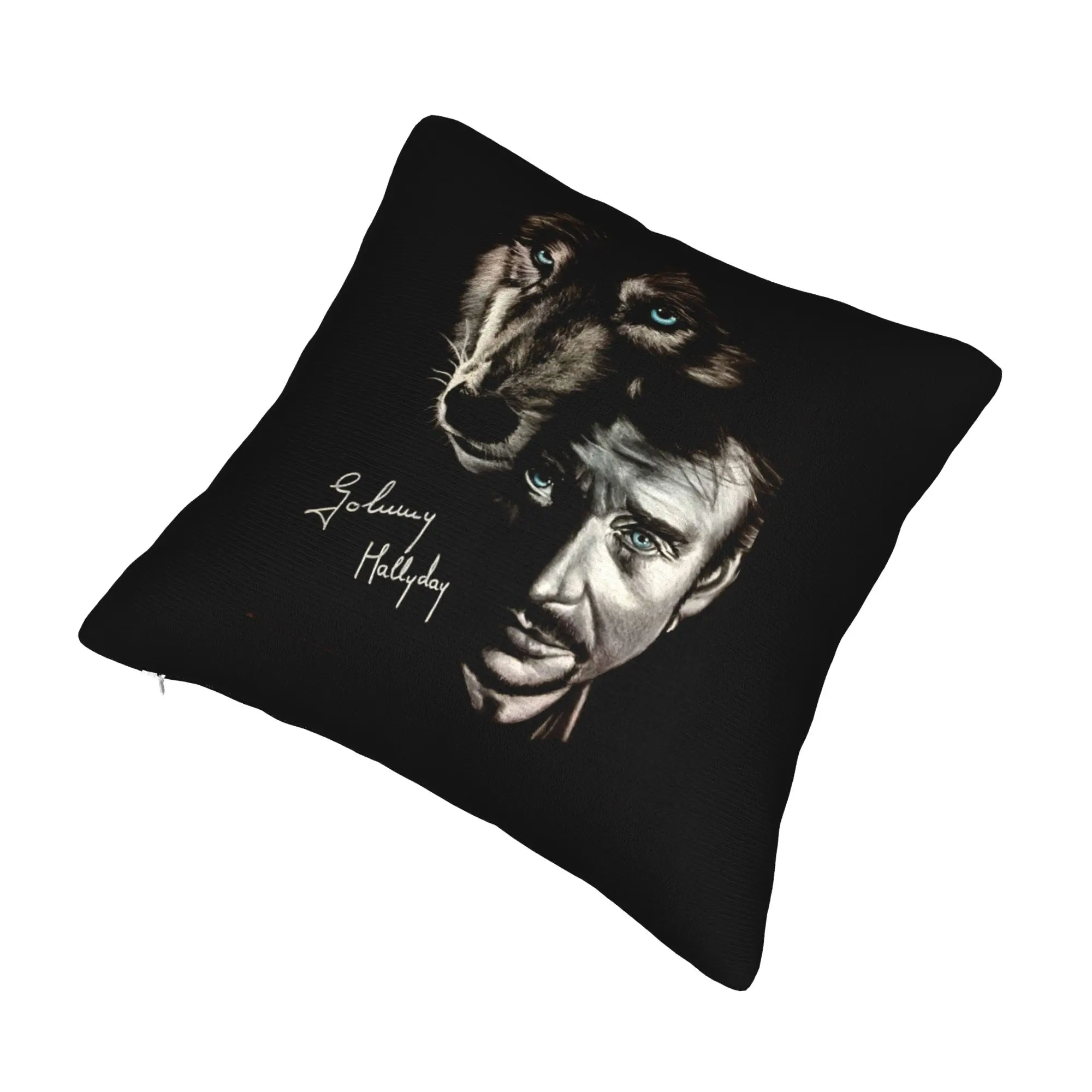 Johnny Hallyday And Wolf Cushion Cover 40x40cm France Singer Rock Star Velvet Cute Pillow Case Home Decoration